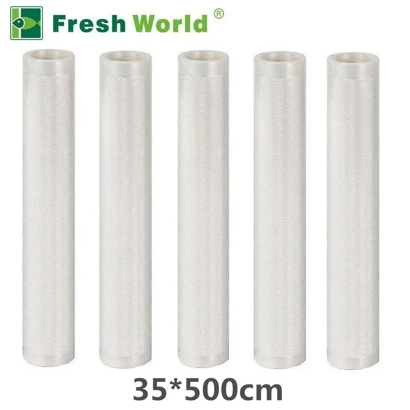 35x500CM-5 ROLLS Кухонные вакуумные пакеты для вакуумной упаковки, упаковочная машина, пищевая свежесть 35, 30, 28, 25, 20, 15, 12*500 см, 5 рулонов/партия, Bpa бесплатно - Цвет: 35x500CM-5 ROLLS