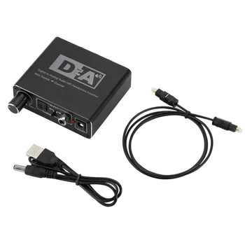 

24 Bit Digital to Analog Converter 3.5 Jack RCA DAC Spdif Amplifier Decoder Optical Fiber Coaxial For Headphone With Volume Knob
