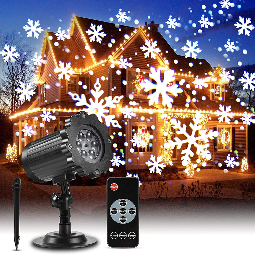 Waterproof Moving Snowflake Laser Projector Light Christmas Snowfall LED Stage Light For Holiday New year Party Garden Lamp resin molds light christmas snowflake silicone mold dropship