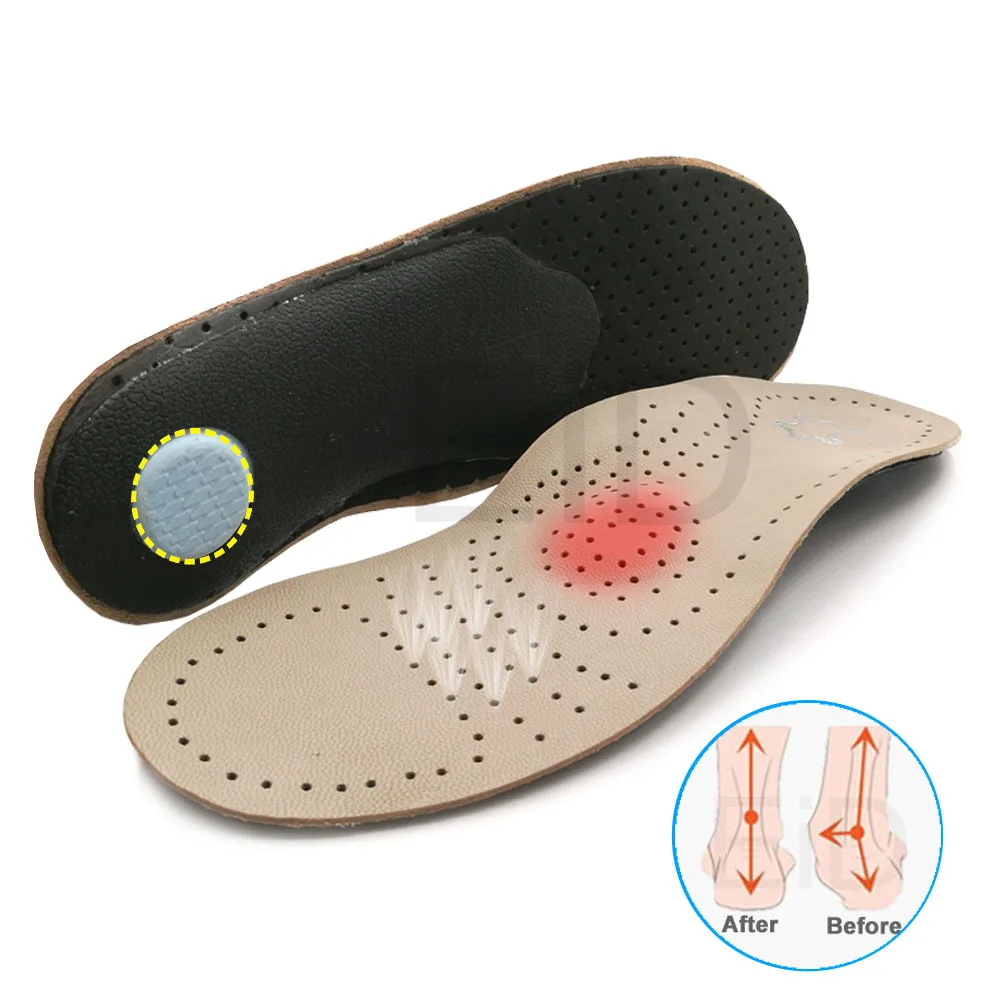 EiD кожа высокого качества insole стелька для плоских ног супинатор ортопедический обувь вставки в обувь для ног для мужчин и женщин
