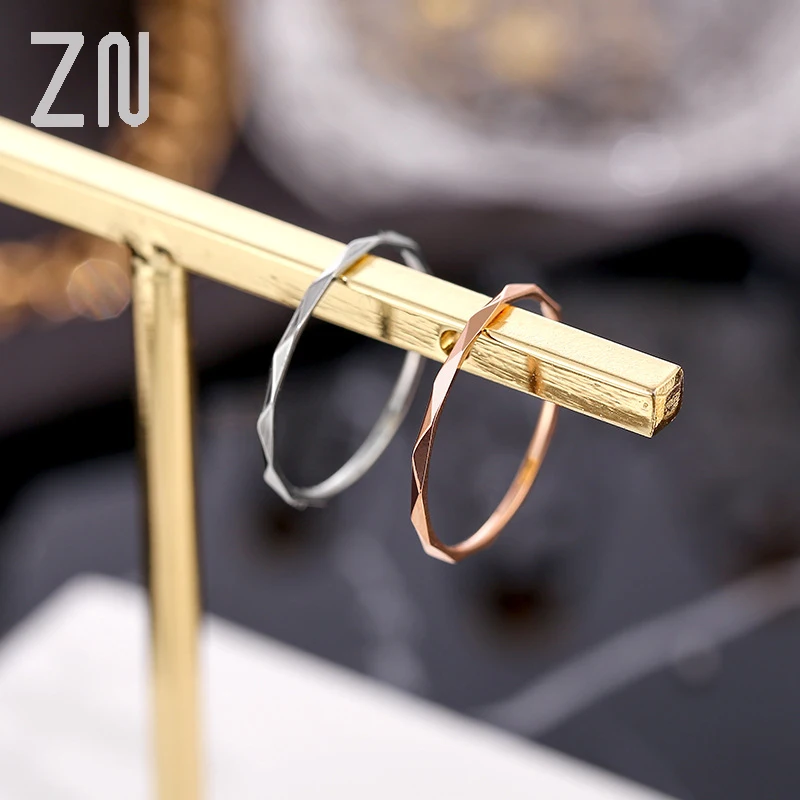 Finger Ring Stainless Steel Ring 1MM Elegant Thin V-Shaped Pattern Titanium for Women Men Minimalist Round Unisex