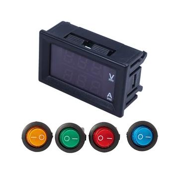 

5Pcs Accessories: 4Pcs 12V LED Rocker On-Off Toggle SPST Switch & 1 Pcs DC0-100V LED Digital Voltage Current Meter Head