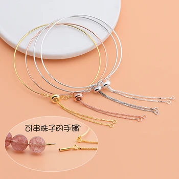 

925 sterling silver bracelet accessories, handmade beaded crystal bracelet, silicone stretch through the heart chain DIY