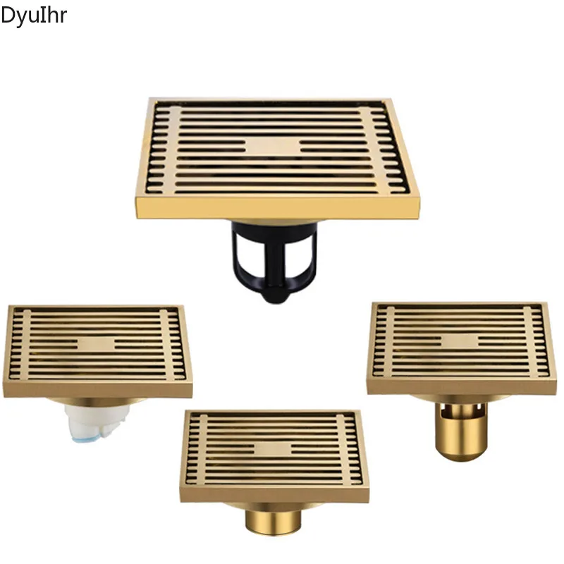 

Modern light luxury style bathroom accessories deodorant gold copper large drainage shower room toilet floor drain DyuIhr