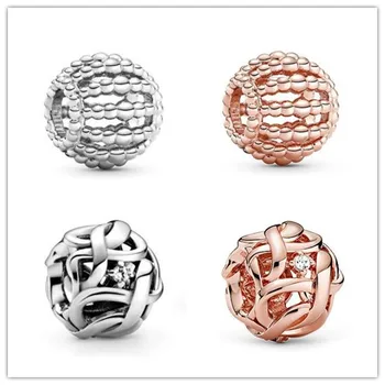 

925 Sterling Silver Charm Openwork Woven Infinity Charm Bead Fit Women Pandora Bracelet & Necklace Diy Jewelry