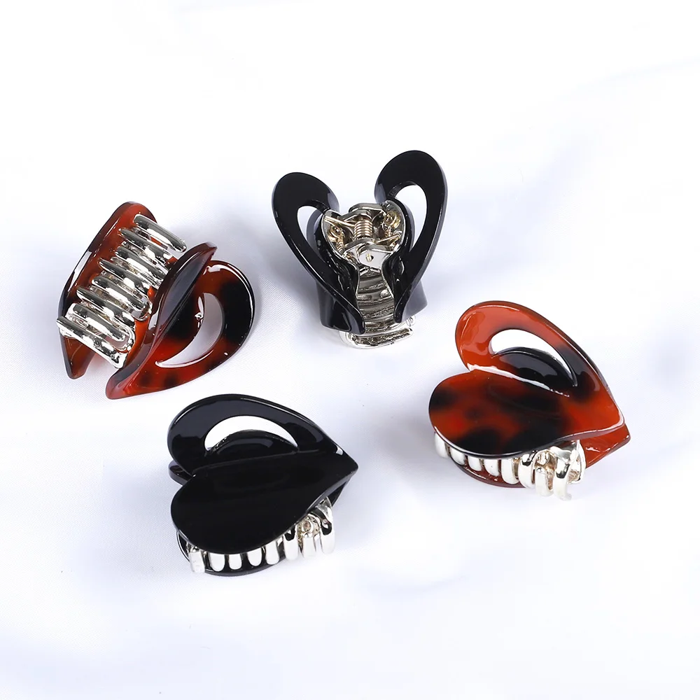 Tortoiseshell Acetate Hair Claw Clips Women Girls Acrylic Heart Hollow Out Crab Barrettes Hair Clamps Hairpins Hair Accessories