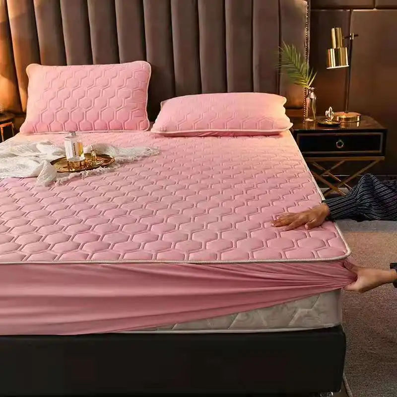 High Grade Luxury Super Soft Latex Quilting Mattress Cover King Queen Thicken Velvet Quilted Bed Not Including Pillowcase | Дом и сад