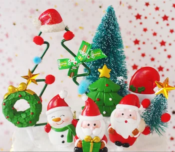 

Merry Christmas Cake Toppers Cute Santa Claus Cake Decor Xmas Tree Cupcake Topper 2021 Merry Christmas Decor for Home Noel