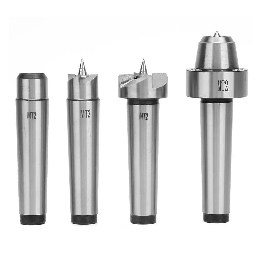 

4Pcs Drill Wooden Case Metal Working Convenient Steel Easy Carry Lathe Center Set Home Spur Cup Portable Tailstock Turning Tools