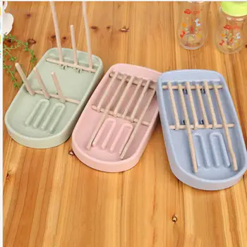 

1pc Bottle Drain Rack Wheat Straw Detachable Three Colors Choose Baby Bottle Drying Rack Maternal And Child Supplies