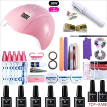 NEW 36W Nail Set UV LED Lamp With 8pcs Nail Gel Polish Kit Soak Off Manicure Tools Set electric Nail drill For Nail Art Tools