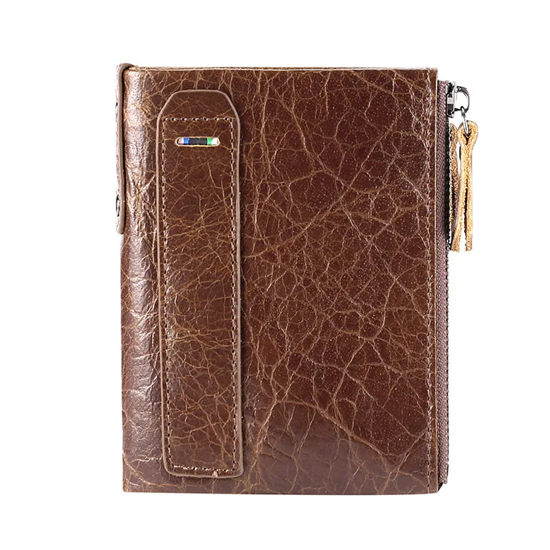 Brown Wallet Высокое качество, мужские кошельки из натуральной кожи, модные, новые, из воловьей кожи, RFID, ID, держатель для карт, для мальчиков, держатель для кредитных карт, s Carteira Masculina, мужской - Цвет: Brown Wallet