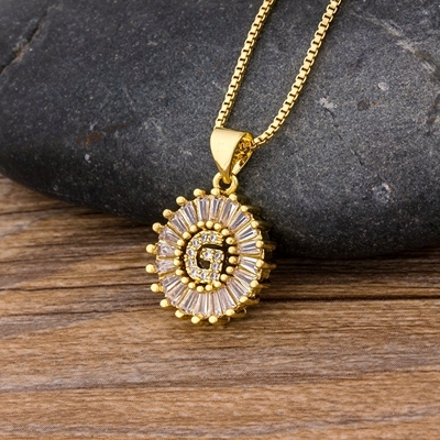 Sale Women Girls Initial Letter Necklace 26 Letters Charm Gold Name Necklace Pendant Top Quality Copper Zircon Jewelry Gift