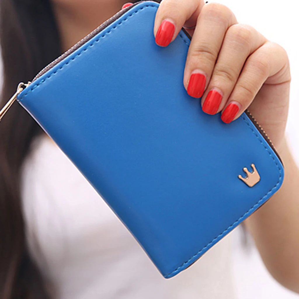 Women Coin Purse Small Bag Wallet Change Zipper Crown Decorated Money Bags Children Wallets Leather Key Holder Carteira 813