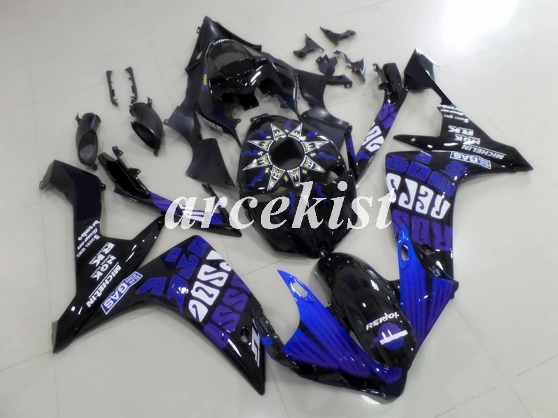 Литьевая Форма ABS полный бак крышка обтекатели комплект подходит для Yamaha YZF1000 R1 2007 2008 07 08 YZF R1 корпус набор фиолетовый синий