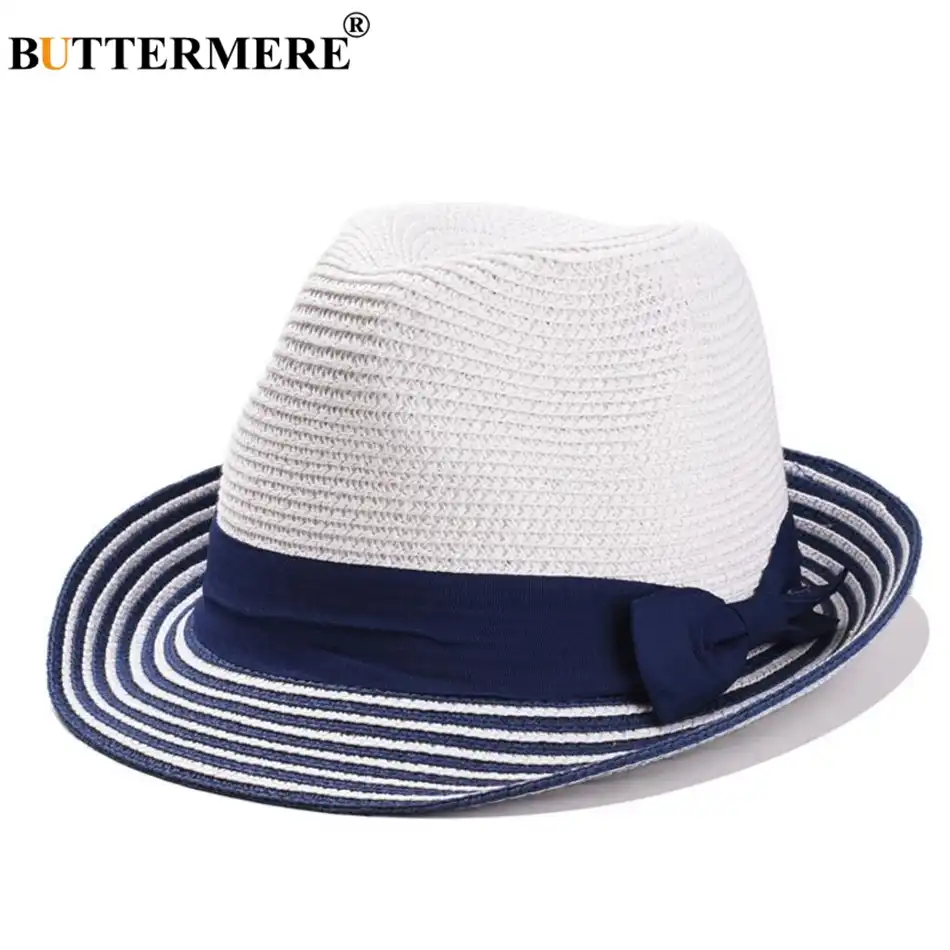 blue and white sun hat