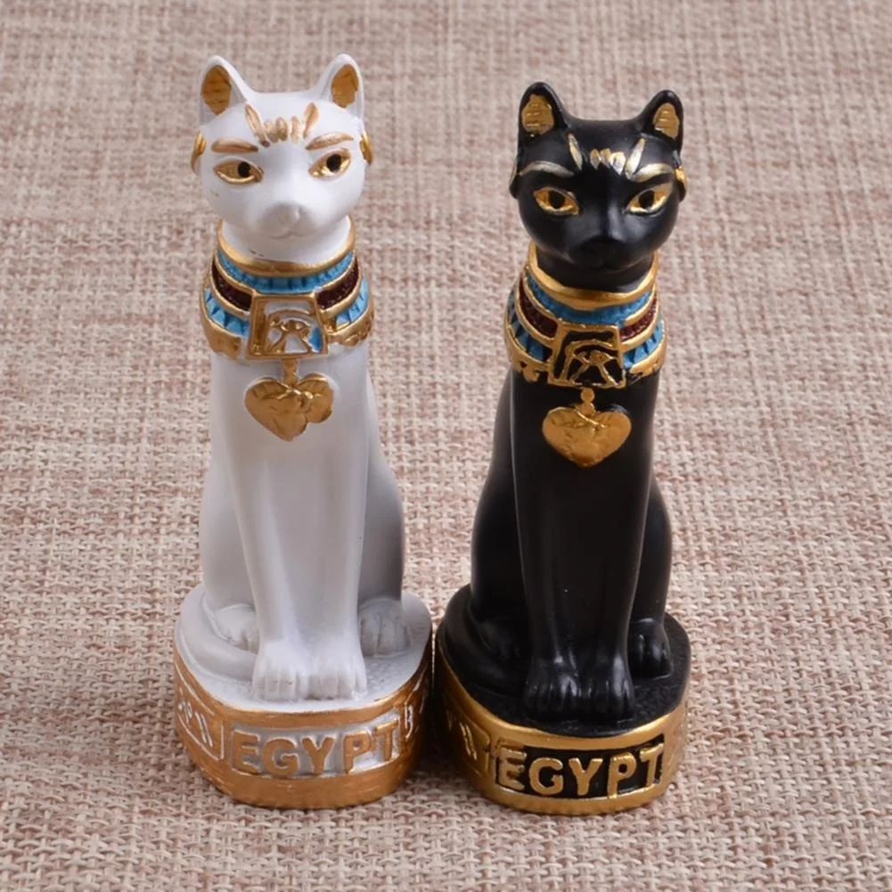 

Egyptian cat statue decoration vintage cat goddess statue family garden black and white room decoration accessories lucky cat