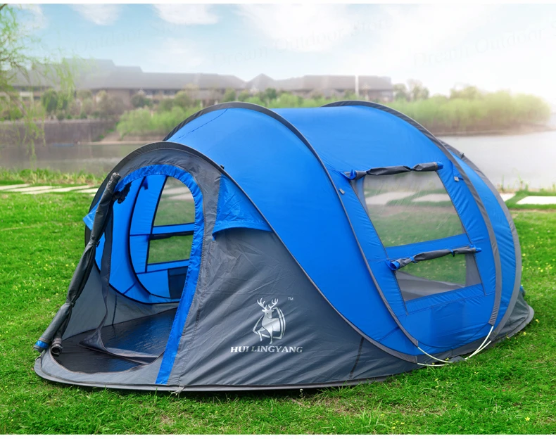 HUI LINGYANG всплывающая палатка для 5-6 человек, наружные автоматические палатки, двухслойные большие Семейные палатки, водонепроницаемая походная палатка