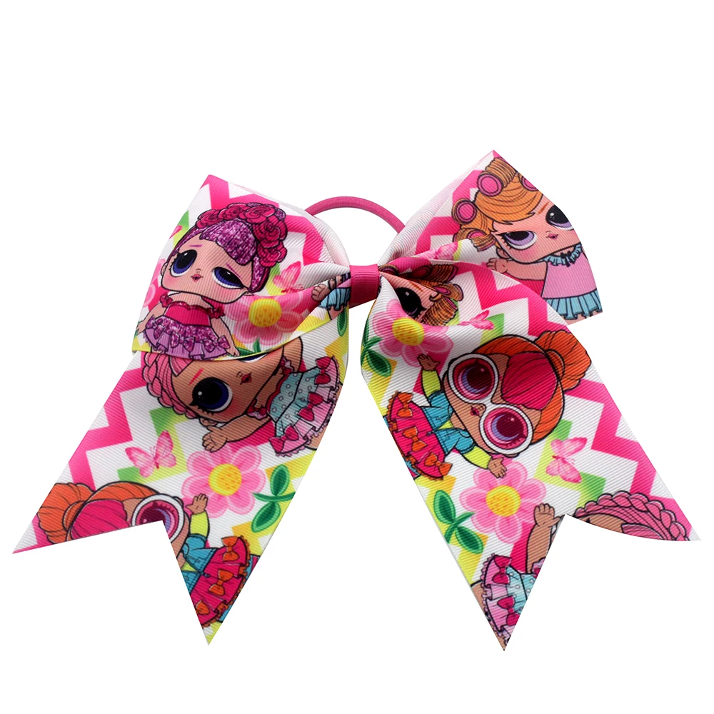 

7 Inch 2019 new Loli girl Hair Bows cheer bows Elastic Hair Bands Polyester ribbon Kids Girls Hair Accessories gift