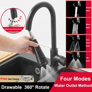 

Kitchen Faucet Secure Multifunction Mixer Faucet Stainless Steel Pull Out Spout Head Kitchen Sink 360 Rotation Water Mixer Tap