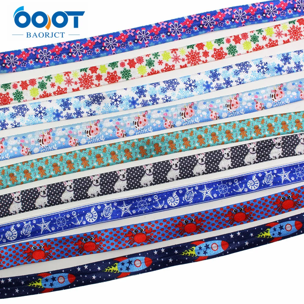E-20421-632 10yards 5/8'' cartoon Ribbon Elastic Foldover Elastics Stretch Hair Ties Headbands for Baby Girls Bow | Дом и сад