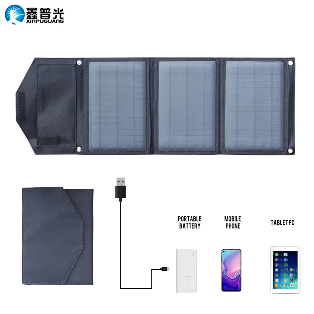 21W Solar Charger Kit Dual USB Foldable Solar Panel 5V 1A 2A 3A Charger For Outdoor Mobile Phone/Power Bank/Battery Charge