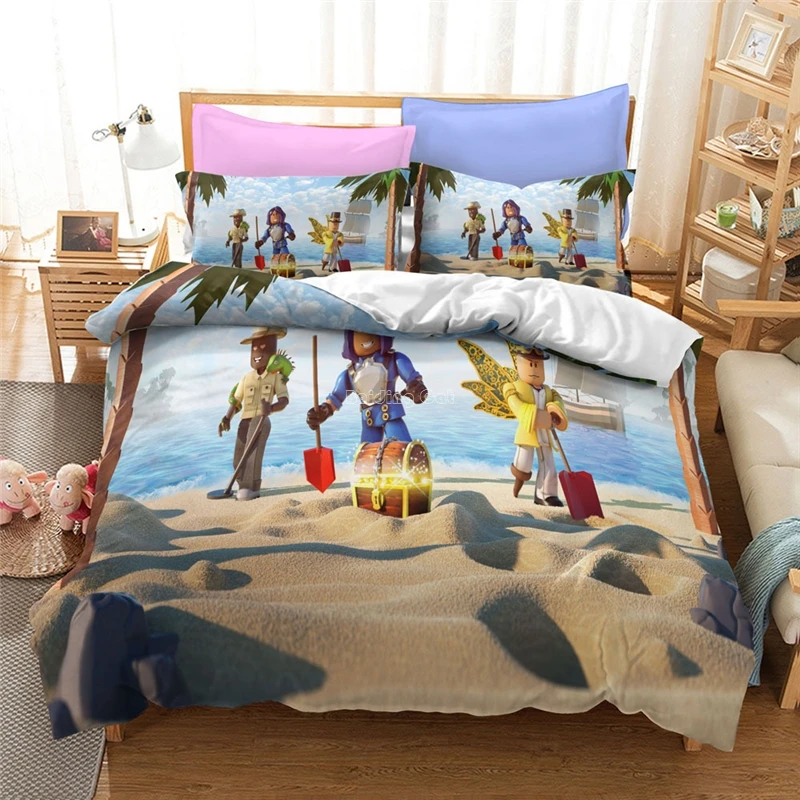 3d Roblox Game Printed Bedding Sets Bed Linen Cartoon Adult Kids Diy Game Duvet Cover Sets Pillowcase Twin Full Queen King Size Modern Wg7b Kids Bedding Comforter Sets Queen From Cnfit 43 6 - cartoon game 2game roblox 3d print bedding set duvet cover
