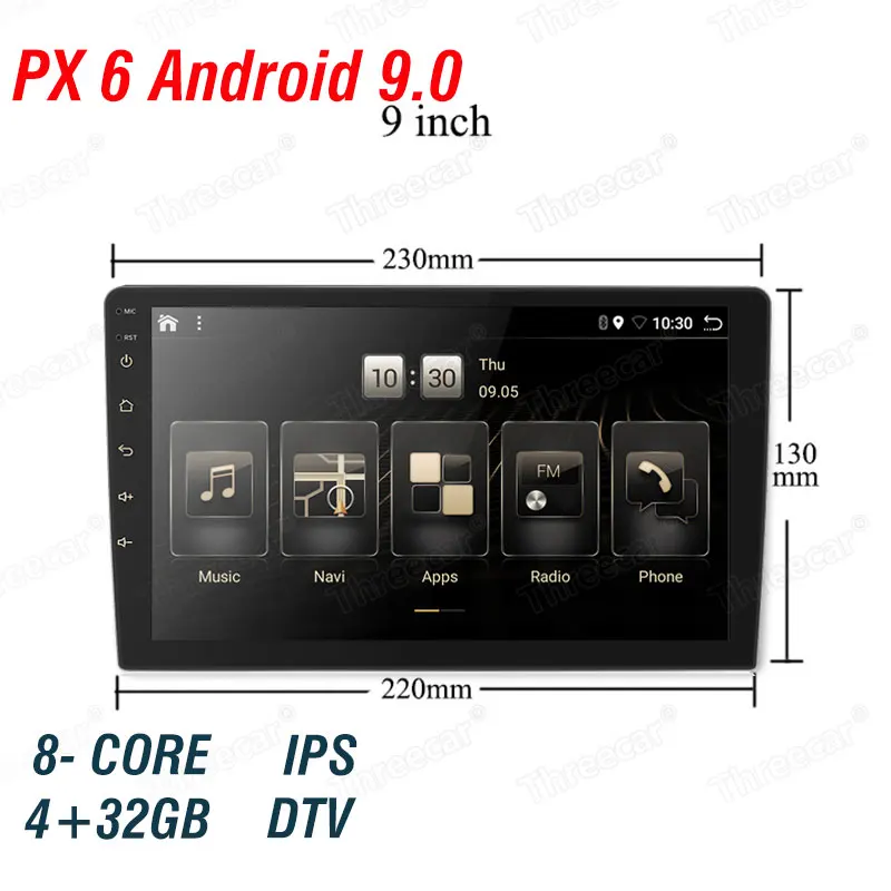 PX6 Android 9,0 DSP Автомагнитола для 2006-2011 Honda Civic Мультимедиа Видео плеер навигация gps wifi 4G OBD SWC камера TMPS 2din - Цвет: 9 inch 4 with 32