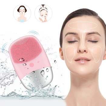 

Silicone Electric Facial Cleansing Brush Deep Pore Cleansing Wash Face Skincare Massage Mini Sonic Brush Waterproof Rechargeable