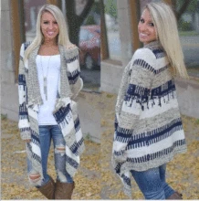 2019 Spring And Autumn Color Matching Irregular Cardigan Sweater Women's Clothing Autumn Sweater autumn scrawl plaid print irregular cardigan