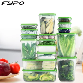

Fypo 16 pics set Kitchen Storage box with different Size Foods Containers Leak proof Fruits Organizer Crisper Refrigerator B