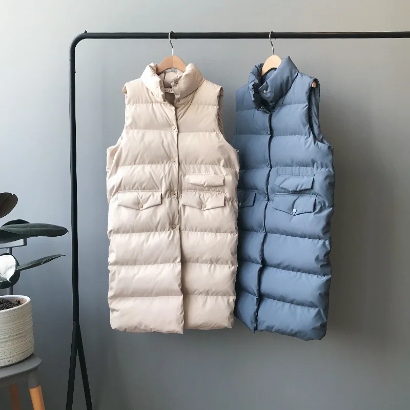 

Mooirue Autumn Women Vest Jacket Single Breasted Slim Long Cotton Vest Thin Vest Korean Cardigan Feminino Coat