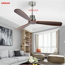 HOOLILO потолочный вентилятор 3 цвета в твердой древесины лопасти потолочный вентилятор без светильник и дистанционное Управление 110V 220V 52 дюймов классический