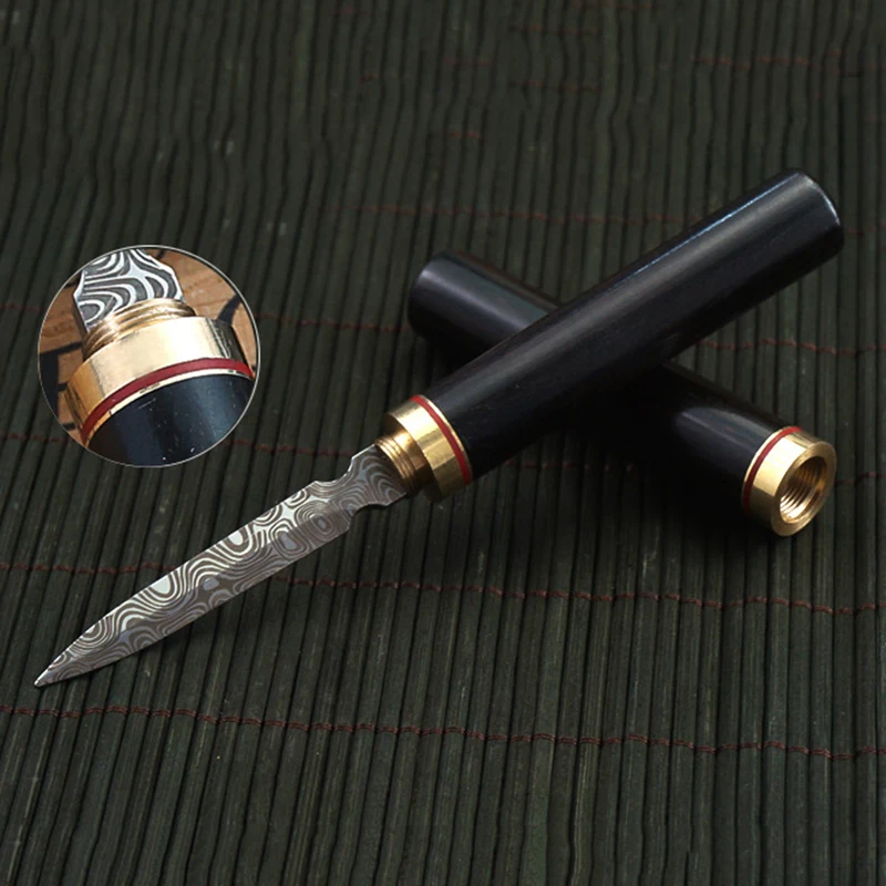 Tea Cutter Tea Needle Set Stainless Steel Chinese Puer Tea Needle Cutter Damascus Pattern Tea Knife Prying Tool