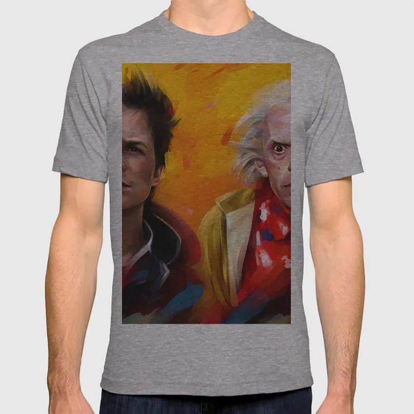 BTTF футболка bttf фильм научная фантастика классический 1980s желтый Марти Макфлай emmett коричневый