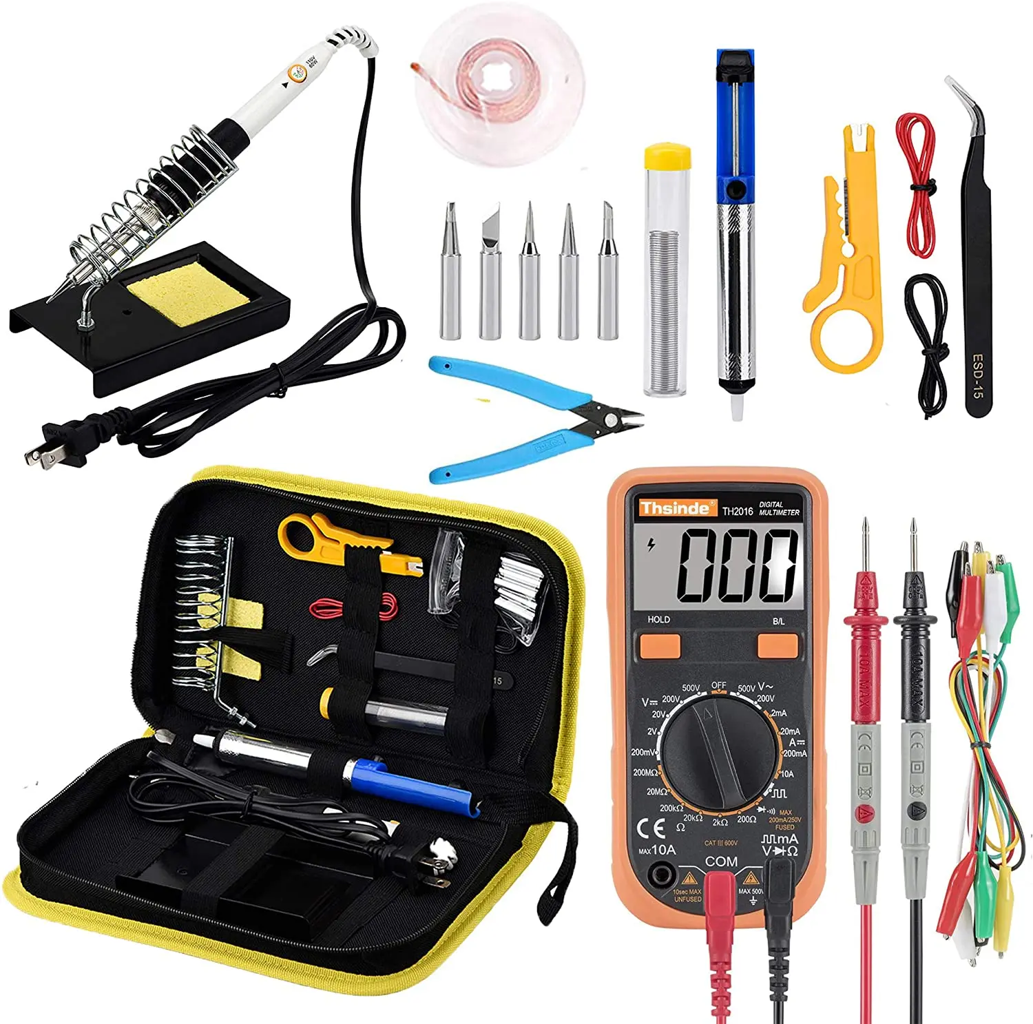 Soldering Iron Kit Electronics, 19 in 1 60w Adjustable Temperature