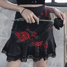 JAYCOSIN, летняя женская модная кружевная юбка, вечерние, элегантные, сексуальные, с цветочным принтом розы, черная, высокая талия, тонкая мини-юбка на молнии 1121