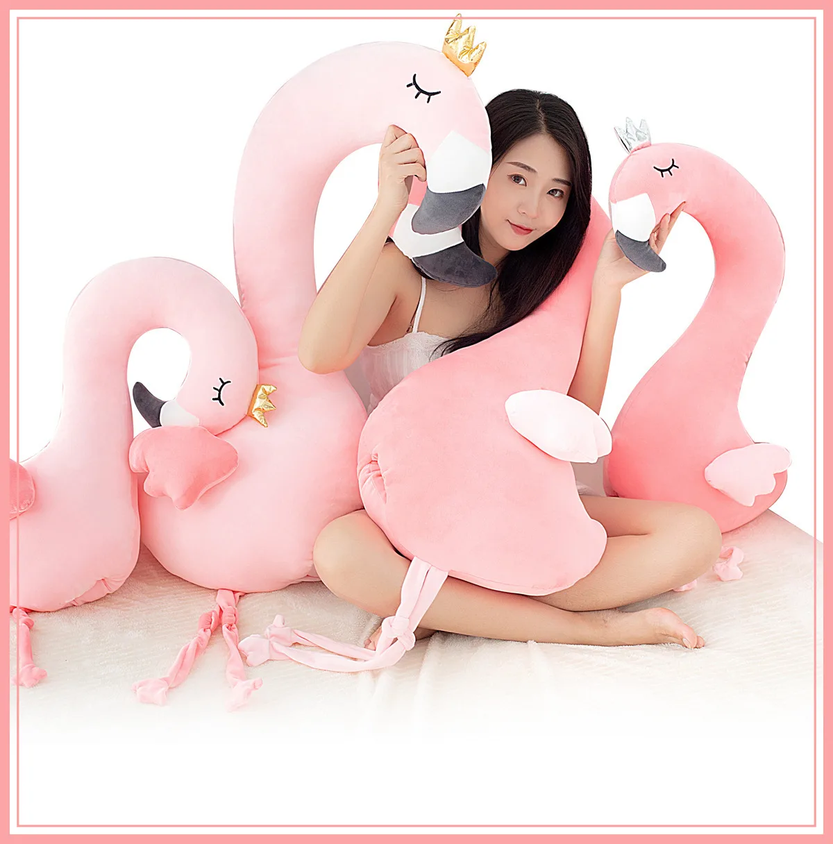 

Flamingo Plush Toys Hand Warmer Pillow Swan Doll Pillow Back Cushion for a Girlfriend Holding Pajama Meng Doll