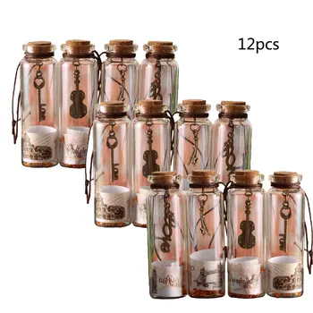 

12 Pcs/set 2*7cm Wish Bottles Tiny Small Empty Transparent Glass Bottles Vials for Wedding Decoration Pendant Christmas Gifts