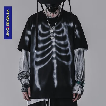 

UNCLEDONJM Skeleton Harajuku Funny Print Tshirt Men Hip Hop Cotton Streetwear Tee Shirt Homme Tops tees NC-9629