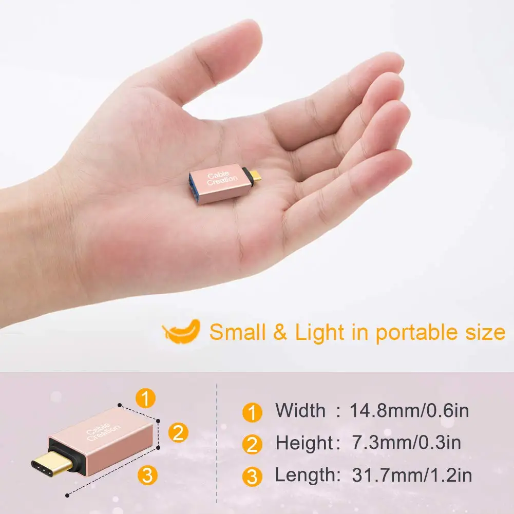 USB-C-адаптер USB 3,0, адаптер usb type C(папа)-USB 3,0 A(мама), поддержка функции OTG, совместим с MacBook/Pro