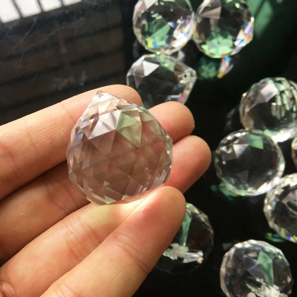 5Pcs DIY Feng Shui Pendant Clear Prism Faceted Chandelier Crystal Ball Home Decoration Gift Hanging Suncatcher Rainbow Catcher