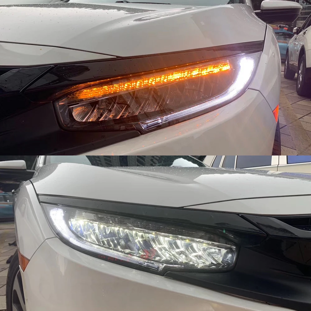 1 пара автомобилей головной светильник для Honda Civic 10th HID светодиодный головной светильник s с движущимися поворота светильник налобный фонарь светодиодный DRL Передняя лампа