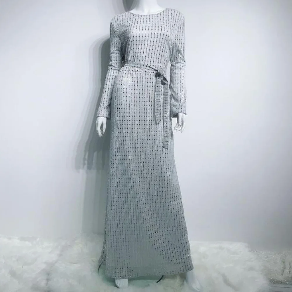 

Luxury Sequin Abaya Dress Women Long Sleeve Shiny Sequined Muslim Clothes Kaftan Dress Caftan Marocain Robe Musulmane Longue