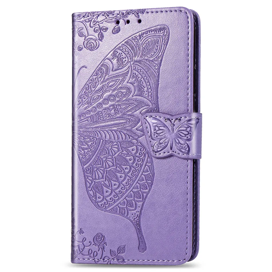 Кожаный чехол для девочек Xiaomi 9 9T Pro 9SE CC9 CC9E A3 Lite Redmi K20 7 7A 6A Redmi Note 8 6 Pro с милой бабочкой Fundas D05F - Цвет: Light Purple