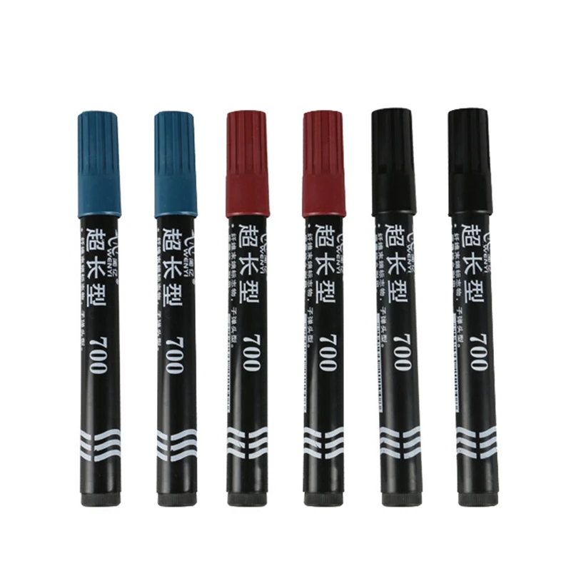 6 Pcs/Set Permanent Paint Marker Pen Oily Waterproof Black Pen for Tyre
