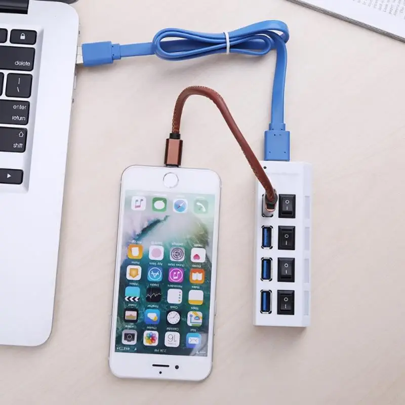 Универсальный 4 Порты и разъёмы USB концентратор удобный многофункциональный USB2.0 сплиттер с индивидуальный переключатель для Win7/98SE/Me/2000/XP/VISTA/8