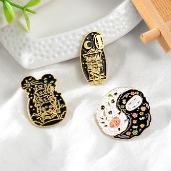 

Ghost Soul Gothic Enamel Pin Japanese Anime Movie Yin Yand Round Brooches Cartoon Badge Wholesale Lapel Pin For Friends Fans