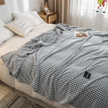 

Claroom Plaid for Beds Coral Fleece Blankets Gray Color Plaids Single/Queen/King Flannel Bedspreads Soft Warm Blankets for Bed