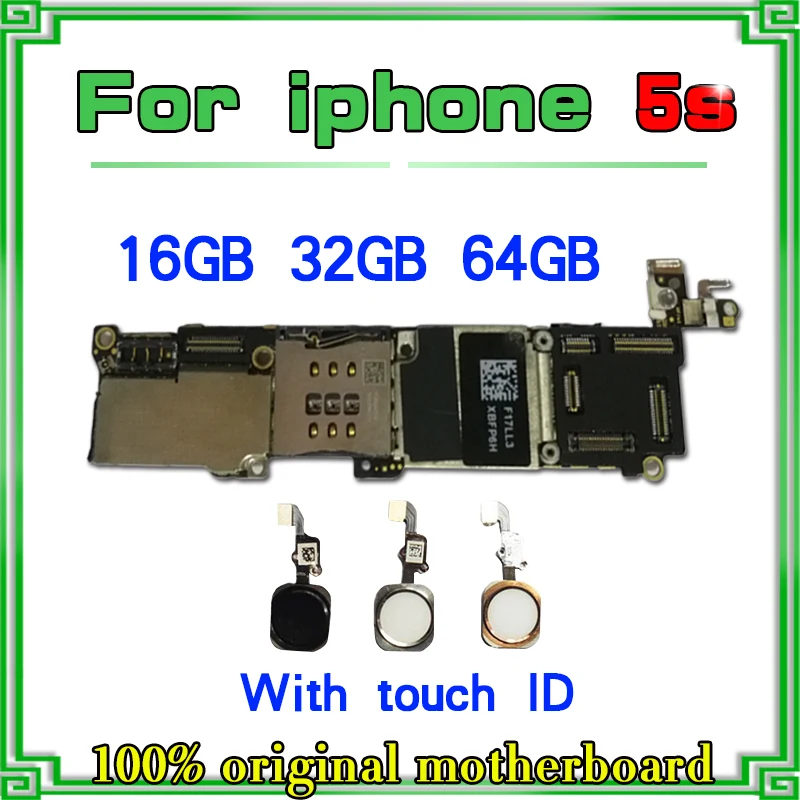 

For iphone 5S Motherboard unlocked Mainboard With Touch ID/NO Touch ID,100% Original for iphone 5S Logic board Good Tested